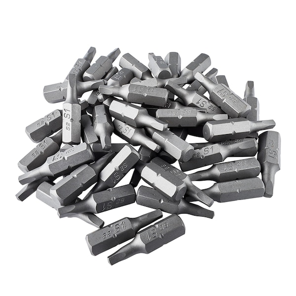 1 Square Drive Bit Tips In Interlocking Storage Box 50Pack, 50PK